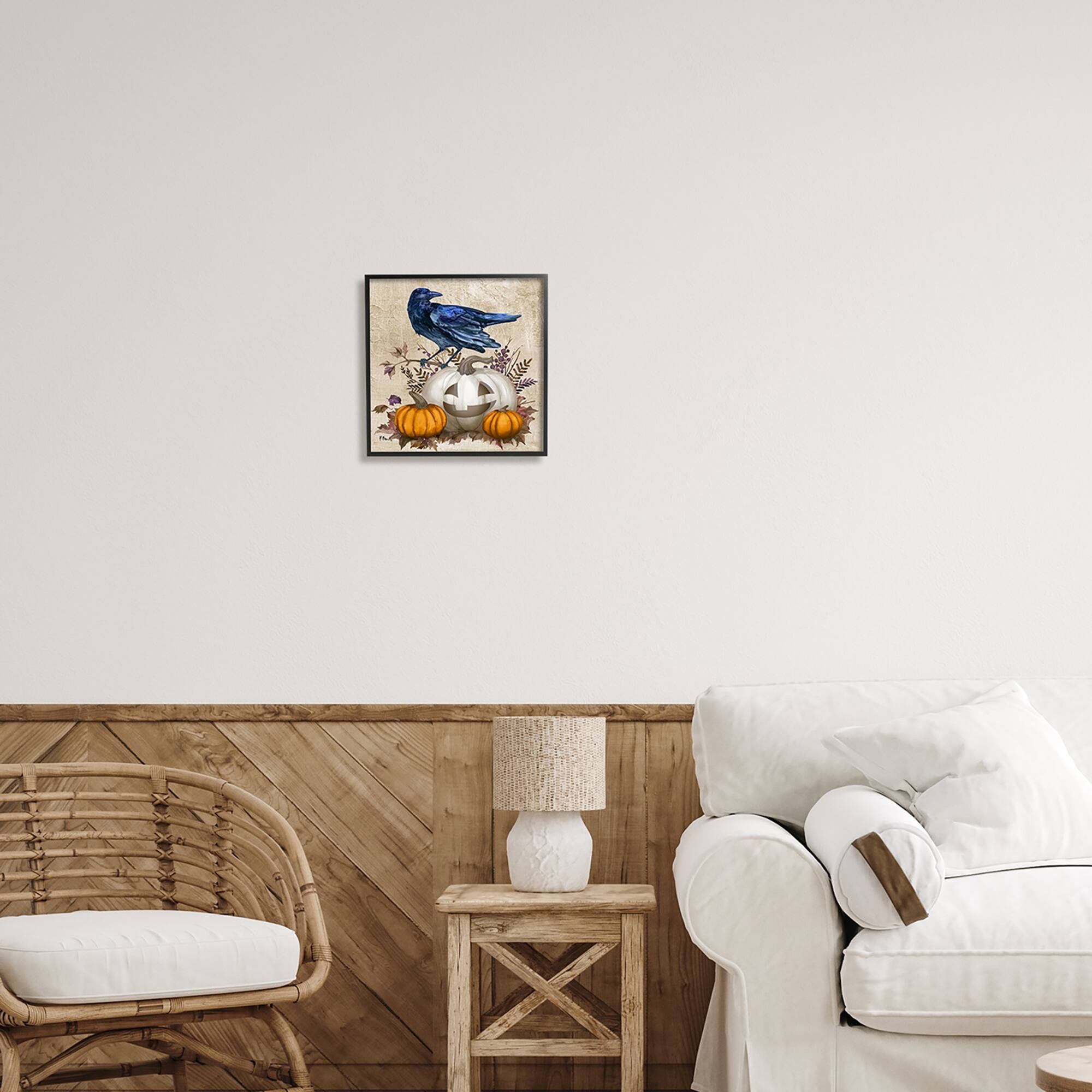 Stupell Industries Raven & Jack-o'-Lantern Framed Giclée Art